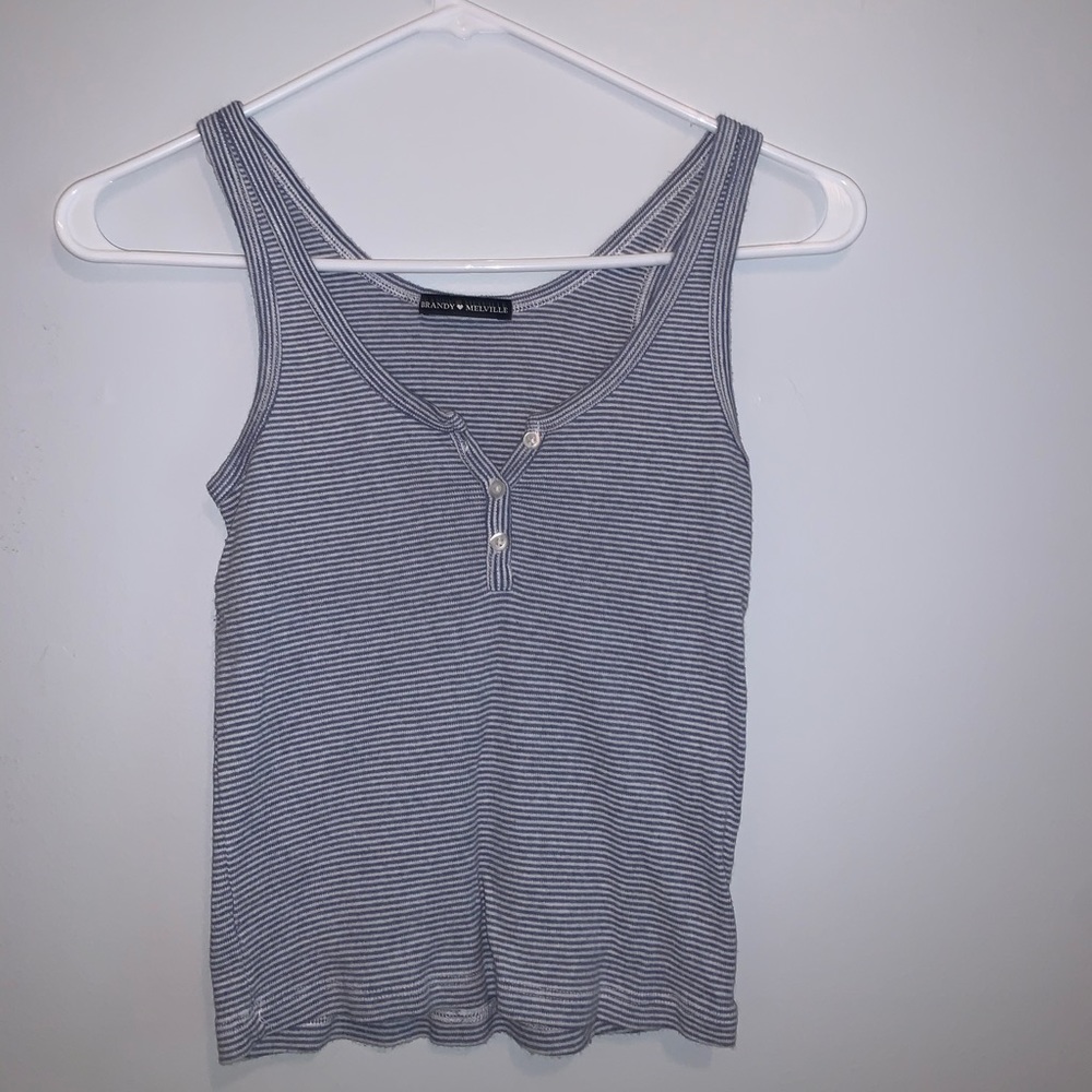 Blue and White Striped Brandy Tank